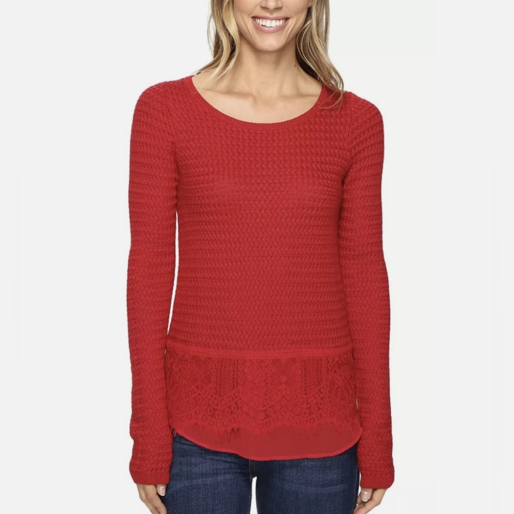 Lucky Brand lace mix sweater XS